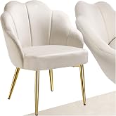 Tectake&reg; Padded Cocktail Chair with Soft Velvet Upholstery | Curved Shell Backrest, Powder Coated Steel Round Legs, 2 Height