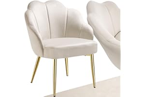 TecTake® Chaise de Salle à Manger rembourrée Cocktail Moderne Fauteuil Velours Fauteuil Salon Chaise Scandinave Pieds en Acier Élégant Siège pour Coiffeuse, Chambre, Dressing, Salon