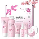LAIKOU Skincare Gift Set for Teenage Girls, JAPAN SAKURA Skin Care Sets & Kits Gift Set for Women with Cleanser,Toner,Serum,E