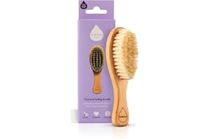 Kokoso Baby - Wooden Brush, Natural Baby Hair Brush - Made with 100% Natural Boar Bristle, for Babies & Toddlers - Gentle on Delicate Hair - Comes with a Jute Bag, Plastic Free