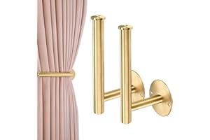 SDHIIOLP 2PCS Curtain Holders Self Adhesive Curtain Holdbacks Tie Backs No Drill Curtain Hooks Modern Tiebacks Stick on curtain Holdbacks for Home & Office Window Drapery, Gold