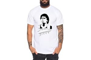 Tee Kiki Diego - Maglietta da Uomo Calcio Argentina Campionato Mondiale 1986 Maradona Shirt Soccer Leggenda Football, Farbe2:Bianco, Größe2:L