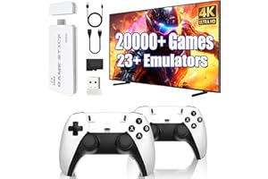 Febotak 2025 Retro Gaming Konsole Stick mit 25 000+ Spielen, 23 Emulatoren, 4K HDMI, Dual 2.4G Wireless Controller, Plug & Play System
