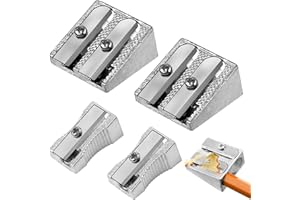YIAJIA 4 Pcs Pencil Sharpeners Set, 2 Pcs Double Hole & 2 Pcs Single Hole Metal Pencil Sharpener Manual Graphite Pencil Sharpener Handheld Crayon Sharpener for Home School Office Supplies