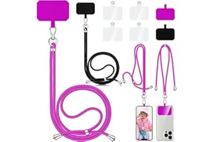 Aulese 2 Pièces Cordon Téléphone Portable, Compatible avec Tous Les Smartphones, Cordon pour Telephone avec 6 Patchs, Lanière Universelle Tour de Cou Réglable et Élégante pour Telephone