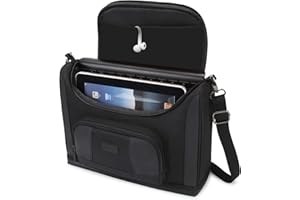USA Gear Sacoche pour tablette compatible avec iPad Pro 11", iPad Air 10,9", iPad 10,2" - Sac Messager Compact avec Extérieur Durable, Intérieur Doux et Réglable pour Clavier, Chargeur, Plus (Noir)