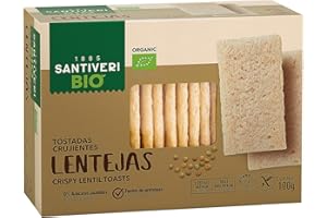 SANTIVERI - Tostadas de Lenteja Bio, Tostadas Ecológicas, Crujientes y Ricas en Proteínas, Sin Azúcares Añadidos, Sin Gluten, Vegano - 100 g