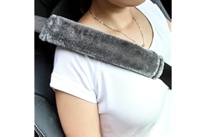 Alyphyly Soft Faux Sheepskin Seat Belt Shoulder Pad for a More Comfortable Driving, Compatible with Adults Youth Kids - Car,Carmera Backpack Straps 2 Packs,Dark Grey