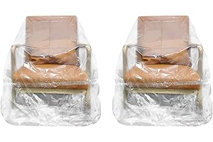 ALNKDH 2PCS Plastic Chair Covers,4 Mil Thick Heavy Duty Dust-Proof Moving Bags, Extra Large Waterproof & Clear Chair Cover Protectors For Armchairs And Recliners 65 x 43 x 35 Inches