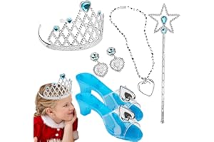 JINGAN Chaussures Princesse - Ensemble Jeu pour Filles Princess Dress Up Shoes - Princess Pretend Play Girl Toys avec des Chaussures Couronne Collier Boucles d'oreilles