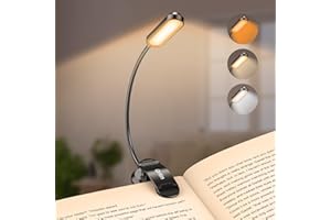 ‎GRITIN Gritin Leselampe Buch Klemme mit 11 LEDs, LED Buchlampe USB C Wiederaufladbar, 3 Helligkeitstufen & 3 Farbtemperatur Modi Klemmleuchte, 360° Flexibel Klemmlampe für Nachtlesen ins Bett