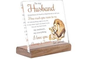 BOOCOOBERG Valentines Gifts for Husband from Wife Lion Themed Loving Acrylic Gifts, Birthday Gifts for Husband Home Office Desk Decorations,Wedding Anniversary, Valentine's Day,Father's Day(TO MY HUSBAND)