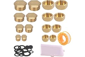 LAZULITHIC 16 Stück Blindstopfen wasserleitung Innen- und Außengewinde 1/8 1/4 1/2 3/8 Zoll Verschlussstopfen Messin mit Aufbewahrungskiste, Messing Blindstopfen für Garten Wasserleitung