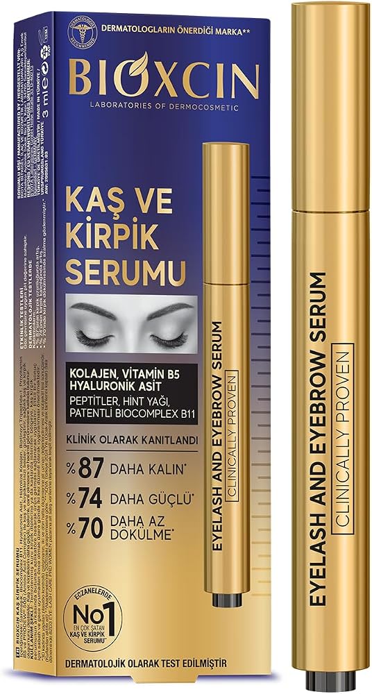 Bioxcin Kaş ve Kirpik Serumu – BioComplex B11, Hyaluronik Asit, Hint Yağı ve Peptit İçerikli – Gürleştirici ve Uzatıcı Etki – 10 ml