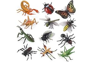SIENON Realistic Insect Toy Figures-12Pcs Large Plastic Bug Figurines with Ladybug Bee Butterfly Cricket Mantis Scorpion Spider-School Project Halloween Insect Theme Birthday Party Favors