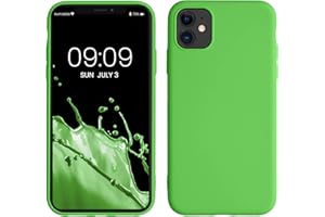 kwmobile Carcasa Compatible con Apple iPhone 11 Funda de Silicona - Flexible con Interior de Microfibra - Suave Protector antigolpes - Verde neón