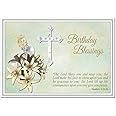 Christian Birthday Card - Religious Blessings - Faith in God Greetings - Special Holy Wishes – Him Her Children Sister Wife Brother Friend - Blank Inside to Write own Message - Cross Bible Verse