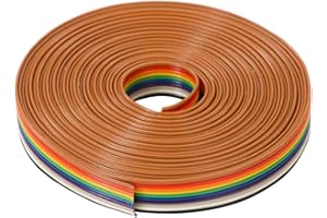 ZITFRI Kolor tęczy Kabel z płaską taśmą 5 metrów płaski kabel 10 pinów miedziany, odpowiedni do kabla płaskiego 2651 28 AWG PH=1,27