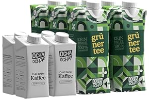 ‎OCHA OCHA Cold Brew Tea & Coffee trinkfertig ohne Zucker - Probierpaket mit Kaffee 4x200ml + Grüntee 6x500ml - kalorienfrei - koffeinhaltig
