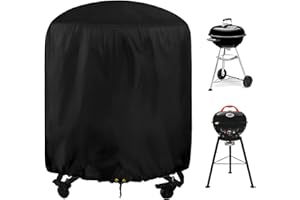 PJDH RICHIE Round Barbecue Cover, Kettle BBQ Cover 73x71cm Waterproof Heavy Duty 420D Oxford Fabric Round Gas Grill Covers with Drawstring Cord, Outdoor Grill Cover UV Resistant, Windproof & Rip-Proof