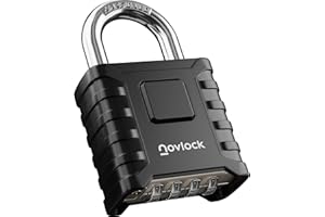 NOVLOCK Heavy Duty Combination Padlock Outdoor – Weatherproof, Cut-Resistant, 8 mm Shackle – for Gates, Fences, Sheds, Storage Units, Lockers, Cabinets – 1-Pack, Black