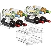 Lifewit Stackable Plastic Wine Rack for Refrigerator, Cabinet, Countertop, Wine Bottle Holder, Water Bottle Organizer for Ref
