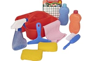 PLAYKIDZ Playkidiz Kids Cleaning Set - 10Pcs Cleaning Caddy Set Includes Spray, Sponge, Squeegee, Brush, Organizer Caddy - Play Helper Realistic Housekeeping Set, Recommended for Ages 3+