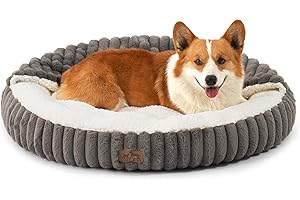 COZY KISS Winter-Katzenbett mit Decke, Flauschig Donut-Hundebetten für mittelgroße Hunde, Warme Anti-Angst-Katzenhöhle mit Kopf- und Nackenstütze, Kunstfell, Waschbar, 66x66x18cm, Grau