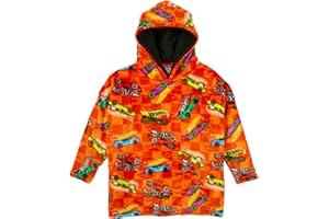 Hot Wheels Hoodie For Kids | Boys Oversized Hoodie Soft Fleece Blanket | Sherpa Hood Lining | Car Gift For Boys | One Size Fits All Age 4-10 Years Orange