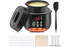 HOYIYOBI Fondeur De Cire Bougie,Avec Fondoir À Cire Électrique,Affichage De Température Led,Avec 100 Mèches,Autocollants Pour Mèches,Machine Fondre Pour Kit De Fabrication De Bougies