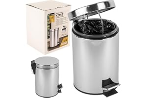 KARL HAUSMANN Kosmetikeimer Bad - 5L - Silber - Bad Mülleimer Edelstahl - Badezimmer Mülleimer mit Deckel und Öffnungsmechanismus Pedal -Badmülleimer Klein für Bad & WC - Bad abfalleimer - Treteimer