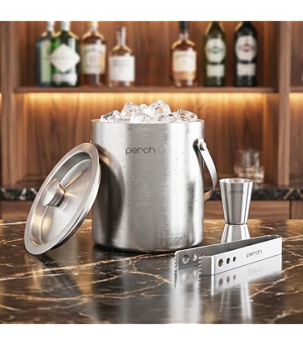 Pinnacle's Polar Ice Pail with Lid and Tongs – Stainless Steel