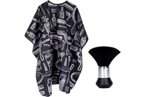 Meinraum Friseurumhang Erwachsene mit Friseur Wasserdichte Frisierumhang Nackenpinsel Verstellbarem Druckknopf Haarschneideumhang Schwarz Friseurset für Haushalt Salon Haarschneiden