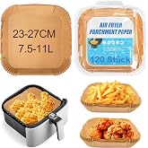 QOUBNIC 120 Pieces Air Fryer Paper 23-27 cm, Waterproof Oil-proof Air Fryer Paper 7-12L Air Fryer Paper Oven Accessories Airi