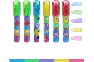 KATLKIU 6 bunte Radiergummis in Bleistiftform, stapelbare Kinderradiergummis zum Lernen, Zeichnen, Schreiben, Geburtstagsgeschenke, Bürobedarf