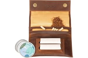 skaard Tabaktasche Leder, Braun, Tabakbeutel mit Taschenaschenbecher