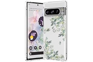 RALEAVO Kompatybilne z Google Pixel 8 Pro przezroczyste kwiatowe etui dziewczęce miękkie smukłe etui typu Bumper ze wzorem kwiatowym do Pixel 8 Pro - liść