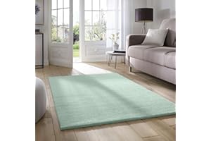 ‎TARACARPET Taracarpet Supersoft kurzflor Teppich Fiona Wohnzimmer Schlafzimmer Kinderzimmer Flur Läufer waschbar rutschfest Uni Mint 080x150 cm