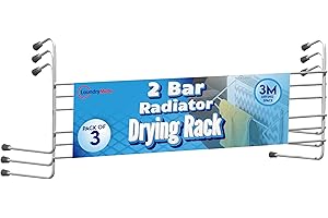 Laundry Mate Radiator Airer 3Pack Radiator Clothes Airer Space-Saving Drying Rack 2-Bar Over Radiator Towel Rail Hanger - 3M Drying Space Ideal for Radiators, Doors and Bathroom(LM-A)