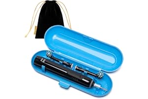 MEILINKEJI Estuche para Cepillo de Dientes Eléctrico compatible con Oral B/Oral-B Pro/iO/Philips Sonicare/Demita/Bitvae y la mayoría de Cepillos de Dientes Eléctricos, Incluye 1 Bolsa para Cargador, Azul