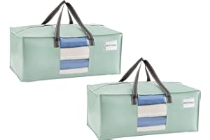 VENO 2 Pack Moving Bags Extra Large Storage Bags for College Move-In, Heavy-Duty Storage Totes, Packing Boxes, and Wardrobe Moving Supplies - Durable Laundry Bags for Clothes (Light Green, 2 Pack)