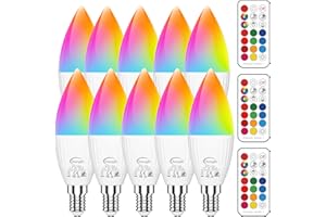 ChangM LED Lampe E14 RGBW 5700K, 10er Set LED Farbwechsel Birne 5 Watt (ersetzt 40W), Dimmbar Farben Glühbirne, Farbwechsel Glühbirne mit Fernbedienung | RGB und Kaltes Weiß 5700K