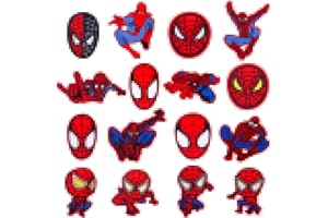 ZAZOOT 16 Pièces Patch Spiderman Thermocollant, Ecusson a Coudre, Renfort Genoux Enfant Thermocollant avec Aiguille fil Bouton, Appliques pour Vêtements, Vstes, Jeans, Sacs à Dos, Chapeaux, Chaussures.