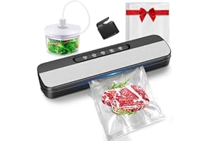 Raycial Vakuumiergerät 7 in 1, 145W Vakuumierer für kontinuierliches Arbeiten mit hoher Geschwindigkeit, Folienschweißgerät Vakuumiergerät für Lebensmittel mit 10 Vakuumier-Beutel und Schlauch