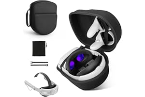 AUBIKA 2 in 1 Accessories Set for Meta/Oculus Quest 2, Include Head Strap with 5000mAh Battery + Hard Case