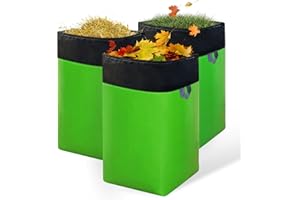 MIDINGCHAI Gartenabfallsack 3 Stück, Gartensack, Laubsack Doppelter Kordelzugverschluss, Großes Fassungsvermögen, Faltbar für Unkraut, Laub, Hecken, Tierfutter