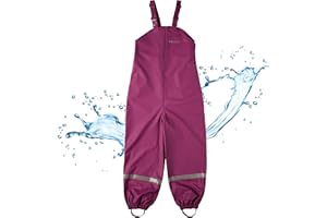 BMS® Regenhose für Kinder mit Latz, ideale Matschhose und Buddelhose, 100% wasserdicht, besonders hautfreundlich und weich Softskin, Oeko-Tex, strapazierfähig, langlebig für Mädchen, Jungen