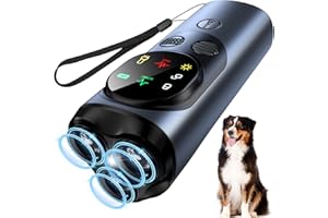 QUEENMEW Anti Bell Gerät Hunde, Antibell Ultraschall Gerät mit 3 Sendern, Antibell für Hunde mit 2 Modi und LED-Licht, 30 Fuß Langes Handgerät zum Hundegebell Stoppen für das Training Innen Außenbereich