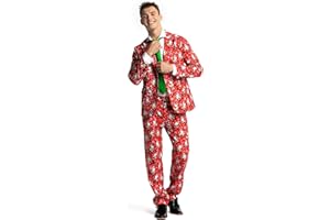 U LOOK UGLY TODAY Herren Lustige Weihnachtsanzüge für Weihnachten Party Kostüm Festliche Anzug aus Sakko, Hose und Krawatte