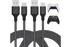 FYOUNG 2 Pack 3M Charging Cable Compatible con PS5 Mantel, Tipo C Cable Carga Rápida Compatible con Xbox Series X/S, Cargador Universal Trenzado de Nylon Compatible con Swith y Switch Lite